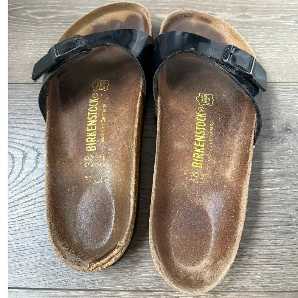 Birkenstock Madrid Black Patent‎ Womens Sandals Size 7.5 - Picture 2 of 5